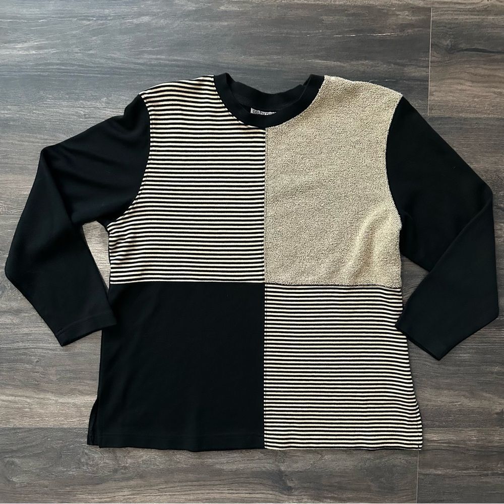 Vtg Patterned Sweater Long Sleeve Sz XL Stripe Terry Checker Square Color Block - Picture 7 of 7